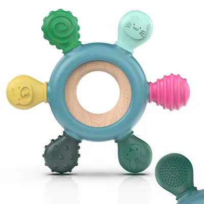 Produktbild von Beißring Baby BPA-frei Zahnungshilfe Silikon Ruder Greifling Spielzeug ab 0-12 Monate