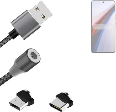 Produktbild von K-S-Trade Hochwertiges Magnet-Lade-kabel Sync-Kabel Daten-Kabel für Vivo IQOO 12 mit USB-Typ-C-Anschluss und Micro-USB-Anschluss 2A bis zu 480mbps