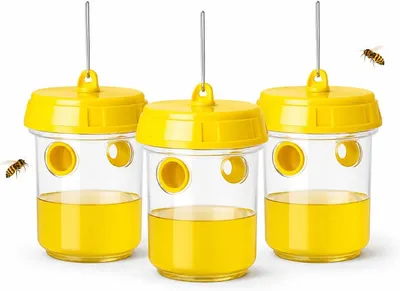 Produktbild von 3x Wespenfalle – Mittel gegen Wespen & Fliegenfalle für Garten, Terrasse, Balkon und Camping – Effektive Wespenabwehr (3x)