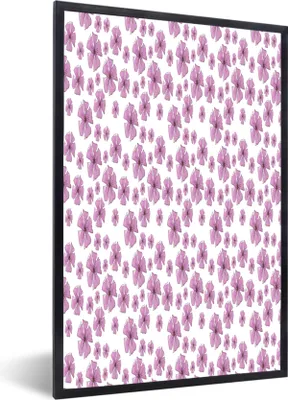 Produktbild von MuchoWow® MuchoWow® Gerahmtes Poster Blumen - Lila - Collage 40x60 cm - Poster mit zchwarzem Bilderrahmen - Papierdruck - Wandbilder
