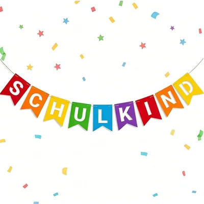 Produktbild von Girlande Einschulung Schulanfang Junge Mädchen Bunte Deko Banner Karton