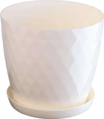 Produktbild von KADAX Blumentopf aus Kunstsoff "Amily", Topf mit Untersetzer. Pflanzkübel, 25 cm, Creme, 1 Stück