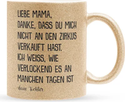 Produktbild von 22Feels Glitzertasse Gold Mama Geschenk von Tochter Muttertag Geburtstag Mutter Weihnachten Frauen Kaffeetasse Haferl Geschenkidee Bürotasse