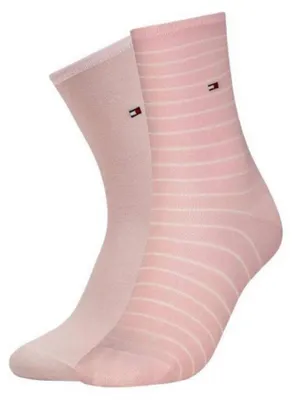 Immagine prodotto di Tommy Hilfiger - Calzini da donna, a righe (confezione da 2) NA971 (39,5 EU - 42 EU) (rosa)