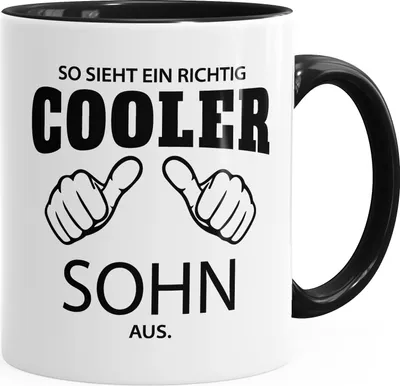 Produktbild von So sieht ein richtig ein richtig cooler Sohn aus Tasse Familie MoonWorks® schwarz unisize