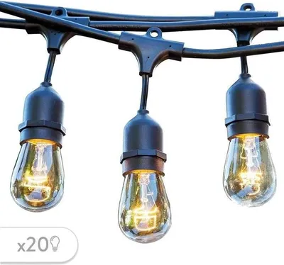 Immagine prodotto di Catena luminosa per esterni MAFY 20 LIGHT, 10 m, 20 lampadine vintage a filamento E27, LED bianco caldo