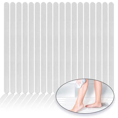Image de Lot de 24 bandes antidérapantes, tapis de bain autocollant, bandes antidérapantes pour douche, baignoire, escaliers, transparentes, 2 x 38 cm