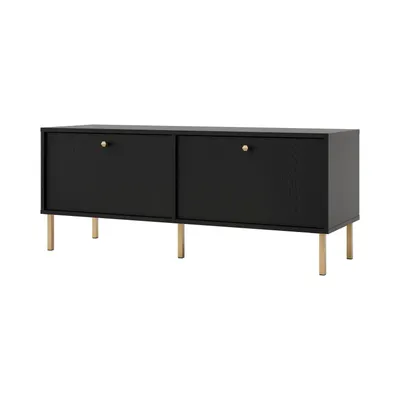 Produktbild von TV-Schrank TOKA II – Lowboard mit 2 Türen, modernes TV-Möbel mit Rohrfüßen - Schwarz