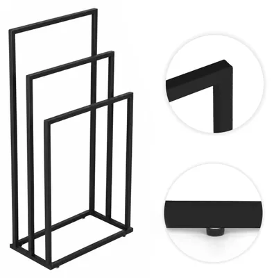 Produktbild von Handtuchständer freistehend 3 Stangen Metall Badständer modern - Schwarz