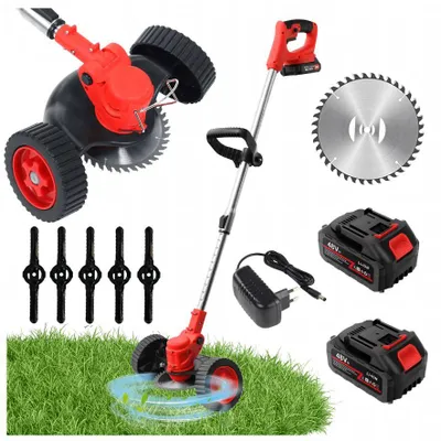 Produktbild von Akku-Gartenfreischneider, Rasenmäher XXL-Set mit Rädern