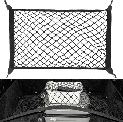 Imagen del producto de Red elástica para el maletero, de 60x40 cm, con 4 ganchos, ideal para coches y camping