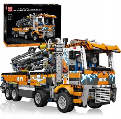 Image de bloc de construction compatible 19014 camion pompe à béton pneumatique 2100 pcs.