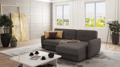 Produktbild von S-STYLE MÖBEL - Modernes Ecksofa Lento mit Ottomane und Schlaffunktion aus Braun-Khaki Luxusmicrofaser - Ottomane rechts, B/T/H: 232 cm/ 147 cm/ 83 cm