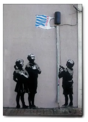 Immagine prodotto di Giallobus - Bandiera Tesco - Banksy - 70L x 100l cm - Quadro - Tela Canvas Telaio Standard