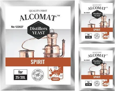 Produktbild von Alcomat SPIRIT Turbo Hefe | Vodka Distiller | Alkohol Brennhefe | Gärhefe Hefe | auf 25 Liter, 3er Set