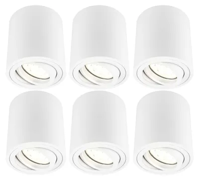 Produktbild von Ledvion 6er Set LED Aufbauspot Weiss Rund 3W Warmweiss dimmbar