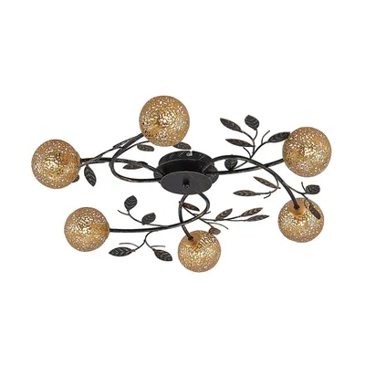 Produktbild von Lucande Deckenlampe Evory, Ø 69 cm, 6-flg., schwarz/gold, G9