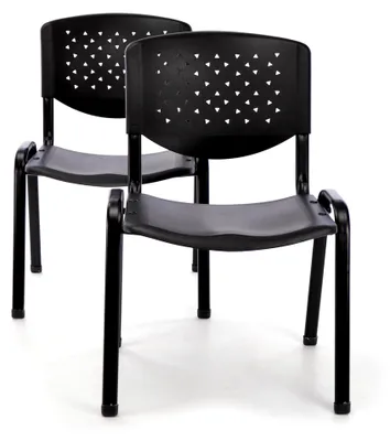 Produktbild von Bürostuhl 2er Set Konferenzstuhl Besucherstuhl schwarz LxBxH 48 x 54 x 79 cm Stapelstuhl mit Metallrahmen