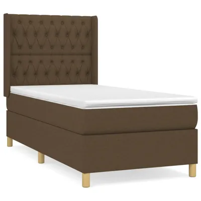 Productafbeelding van vidaXL Boxspringbed met matras, donkerbruin, 100x200 cm, met stoffen bekleding