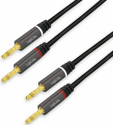 Immagine prodotto di Cavo per altoparlanti LOGILINK CA1210, 3 m, 2x2 connettori a banana, nylon, nero