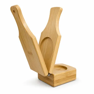 Produktbild von 2-in-1 Tostones Presse aus Holz, Bananenpresse für Kochbananen, faltbarer Kartoffelstampfer mit Aufhängeloch, Bambus Küchenwerkzeug