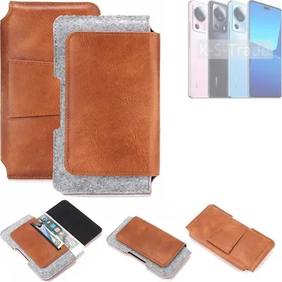 Produktbild von K-S-Trade Handyhülle Schutzhülle kompatibel mit Xiaomi 13 Lite Gürteltasche Holster Gürtel Tasche Smartphone Tasche Handy Hülle Polyurethan+ Filz, braun