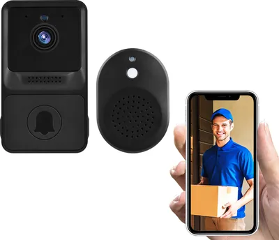 Produktbild von 1080P Hochaufloesende visuelle Smart-Sicherheits-Tuerklingelkamera Drahtlose Video-Tuerklingel mit IR-Nachtsicht 2-Wege-Audio-Echtzeitueberwachung