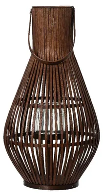 Produktbild von Laterne - H 55 cm - Braun - Bambus - mit Griff und Windlicht