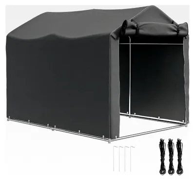 Produktbild von Wasserdichtes Garagenzelt mit Rolltür, UV-beständige Fahrradabdeckung und Gerätezelt, 220 x 157 x 165 cm Dunkelgrau