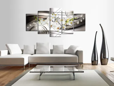 Produktbild von Akustikbild Blumen Orchidee 200x100 cm Bilder Akustikschaum Hochleistungsschallabsorber Schallschutz Leinwand 5 tlg Wandbild Raumakustik Schalldämmung b-A-0238-b-n