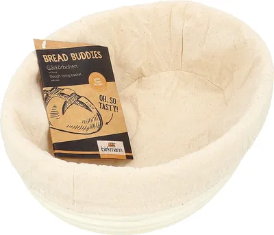 Produktbild von IRKMANN Gärkörbchen mit Bezug, oval L 24,5 x B 18,5 x H 9,5 cm, bis 1000 g Teig, nachhaltig, aus Ped