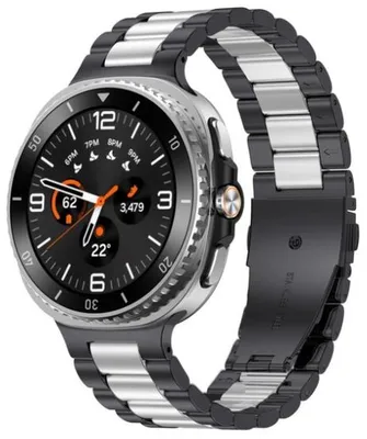 Produktbild von By Qubix Edelstahl-Gliederarmband - Schwarz mit Silber - passend für Samsung Galaxy Watch 8 Classic - 46 mm