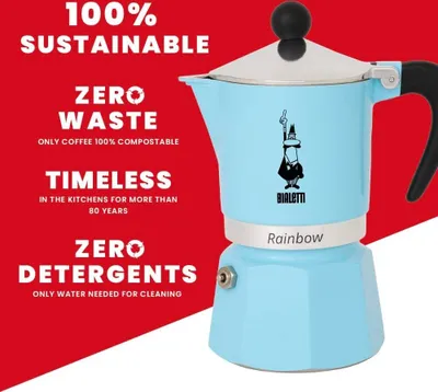 Produktbild von BIALETTI Rainbow Espressokocher blau, 3 Tassen