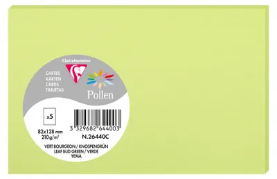 Produktbild von Clairefontaine 5 Karten Pollen 82x128 knospengrün