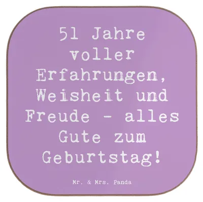 Produktbild von Mr. & Mrs. Panda Untersetzer für Gläser Spruch 51. Geburtstag - Lavendeltraum - Geschenk, Tassen, Weisheit, Alles Gute zum, Happy Birthday, Holzuntersetzer, Alter, Freude