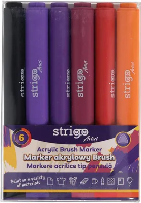 Imagen del producto de Strigo, rotuladores de acrílico, 6 colores: ¡Desata tu creatividad y da vida a tus visiones artísticas!