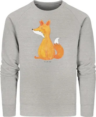 Produktbild von Mr. & Mrs. Panda Baumwoll Sweatshirt Einhorn Wunsch Größe L - Heather Grey - Geschenk, Fuchs, Pulli, Sweater, Unicorns, Füchse, Bio Pullover, Unicorn, Fuchshörnchen