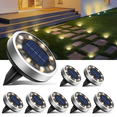 8 Solar-Bodenleuchten, 8 LED, IP65, warmweiß, für Garten & Wege