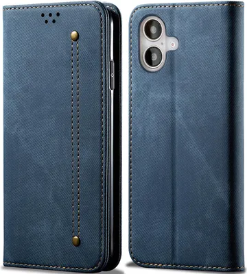Obrázek produktu pro Pouzdro pro iPhone 17, Kožené Peněženkové Pouzdro s Magnetickým Uzavíráním a Stojánkem modré