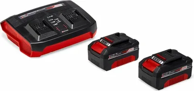 Produktbild von Einhell Starter Kit 2x 4,0 Ah Akkus und Twincharger Power X-Change (Li-Ion, 18 V, 75 min Ladezeit, passend für alle Power X-Change Geräte)