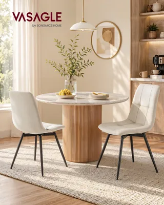 Produktbild von VASAGLE Esszimmerstühle 2er Set, 360° Drehbar, Ergonomischer Samtstuhl, 43 x 52 x 83 cm, Beige, KI-generiertes Bild