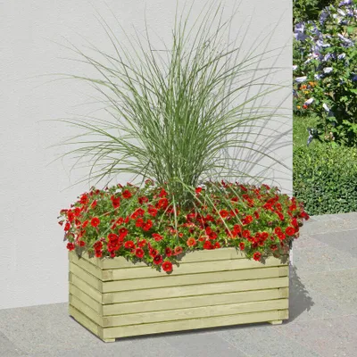 Produktbild von Pflanzkasten aus kesseldruckimprägniertem Holz Pflanzkübel rechteckig Blumenkasten : 80 x 40 x 33 cm Maße: 80 x 40 x 33 cm