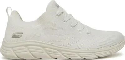A side view of a white Skechers women's sneaker.