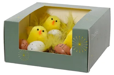 Produktbild von Küken Nest Ostern Nest Chenille gelb Ø 5cm H 4,5cm 4 Stück