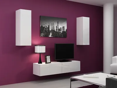 Immagine prodotto di Parete attrezzata per soggiorno ASHTON 7 - bianco / bianco lucido