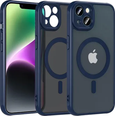 Produktbild von Magnet-Case für iPhone 14 Hülle Magsafe Schutzhülle Stoßfest TPU-Rahmen starker Magnetring, Blau