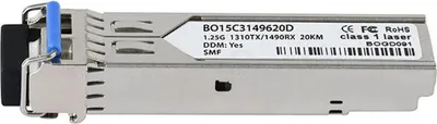 Zdjęcie produktu dla Kompatybilny transceiver Comnet SFP-BXU BlueOptics BO15C3149620D SFP, LC-Simplex, 1000BASE-BX-U, światłowód jednomodowy, TX1310nm/RX1490nm, 10KM, DDM, 0°C/+70°C (SFP-BXU-BO)