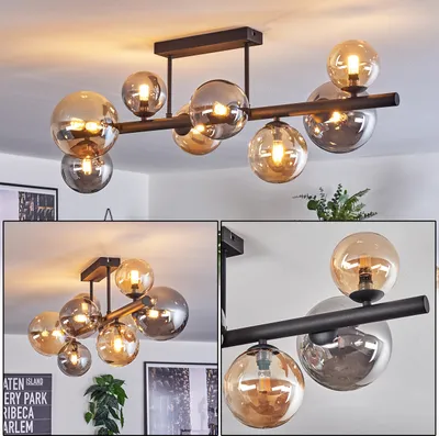 Produktbild von Isorella Deckenlampe aus Metall/Glas in Schwarz/Rauch-/Bernsteinfarben