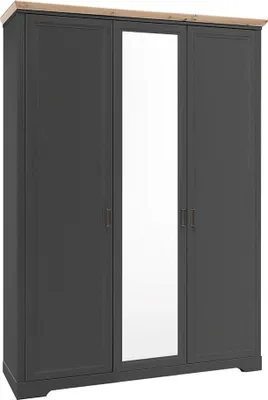 Produktbild von Kleiderschrank 3-türig 164 cm breit Graphit mit Eiche JÜLICH-77