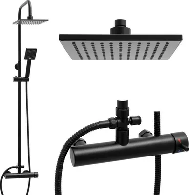 Produktbild von Duschpaneel – mit Regenbrause 20 cm – und Handbrause – Schwarz